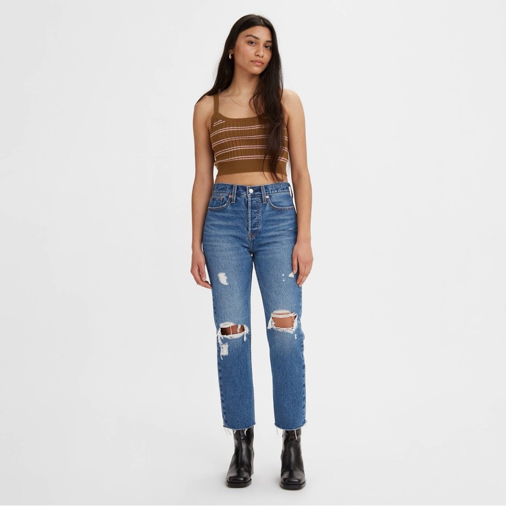 Levi’s Medium Wash 501 Wedgie Straight Fit Ripped Jeans